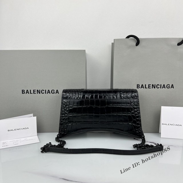 Balenciaga專櫃爆款鱷魚紋牛皮女包鏈條包 巴黎世家經典沙漏鏈條斜挎包 fyj1043